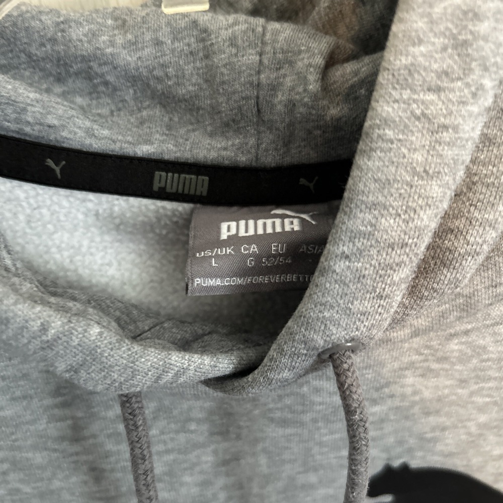Boys Gray Size Large PUMA Hoodie Sweatshirt Top - Picture 3 of 4
